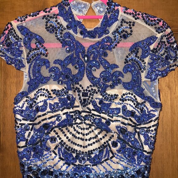 Sherri Hill Blue Cap Sleeve Cocktail Homecoming Dress - Picture 2 of 5